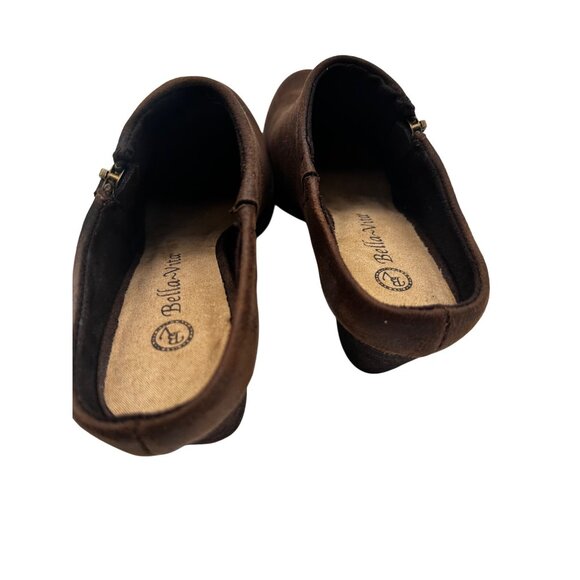 Belle Vita Size 7.5M  Faux Suede Slip On Ankle Boots Side Zipper Brown - Picture 11 of 13